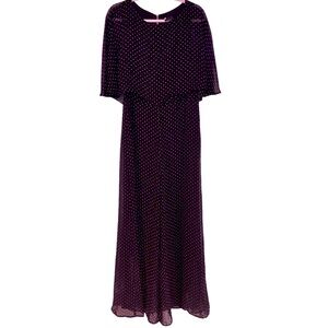 Maison Tara Womens Size 12 Jumpsuit Wide Legs Sheer Sleeves Polka Dot Pattern